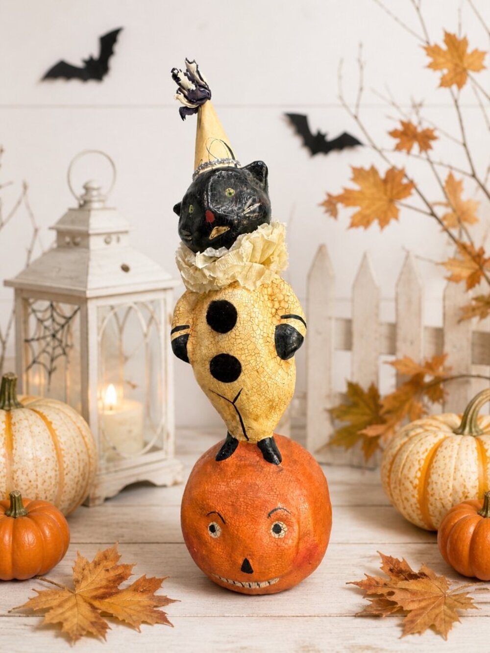 Nicol Sayre Cat And Jack Black Cat On Pumpkin Halloween 2003 Retired 9 1/2"